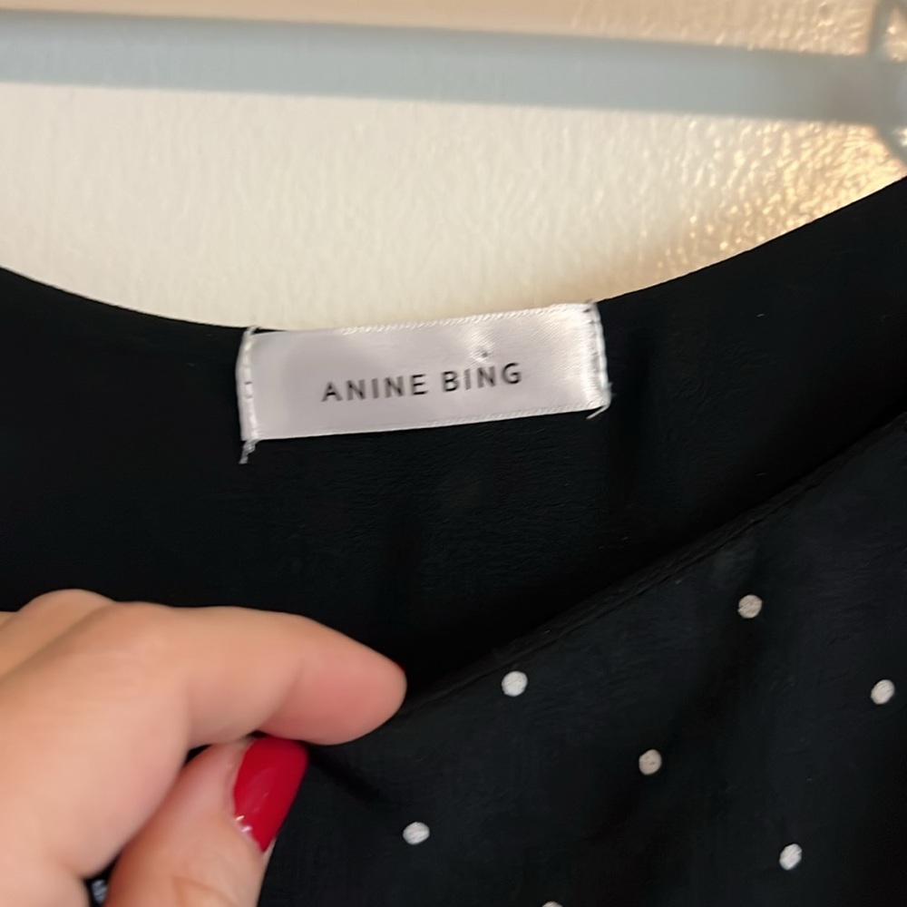 Anine Bing Black and White Polka Dot Midi Dress - Picture 6 of 8